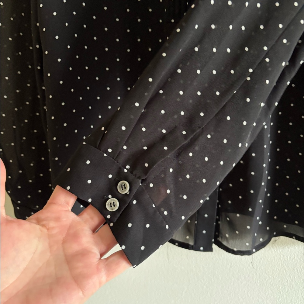 Halogen Black Polka Dot Button Down Blouse Sz XL - Picture 4 of 5